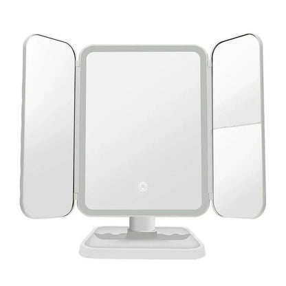 LED Lights Trifold Dorm Makeup Mirror