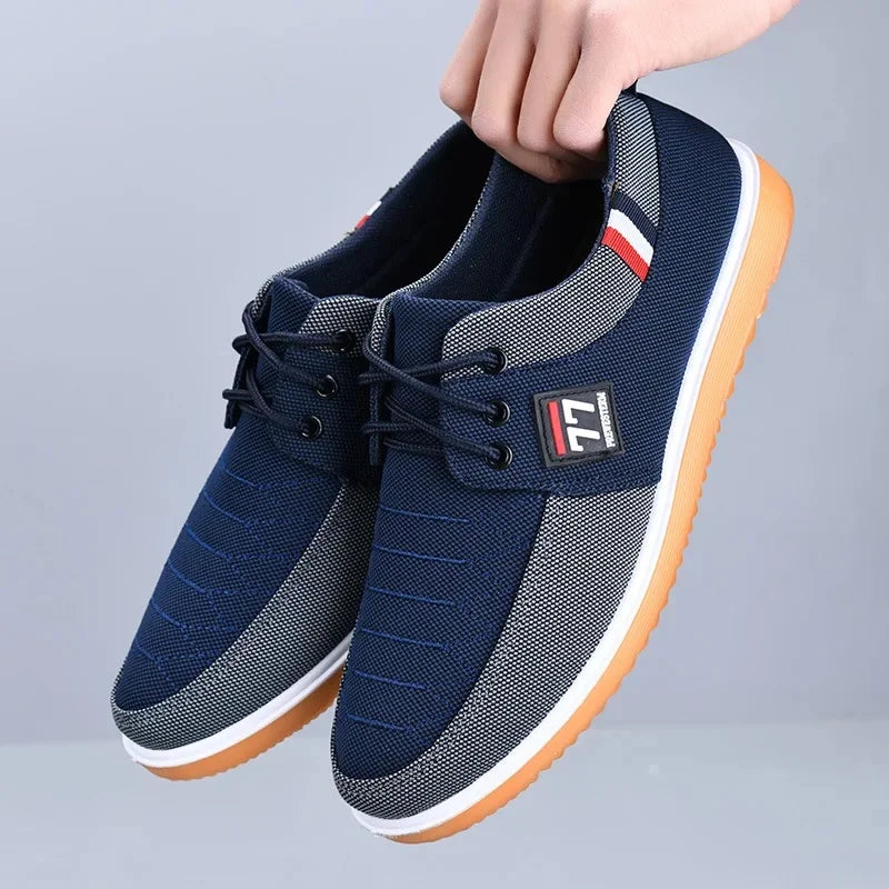 Lace-Up Round Toe Non-Slip Men's Canvas Shoes