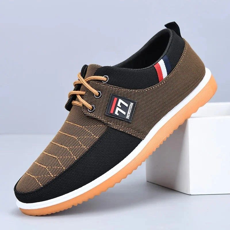 Lace-Up Round Toe Non-Slip Men's Canvas Shoes