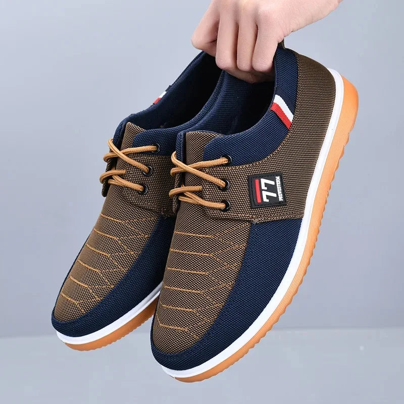 Lace-Up Round Toe Non-Slip Men's Canvas Shoes
