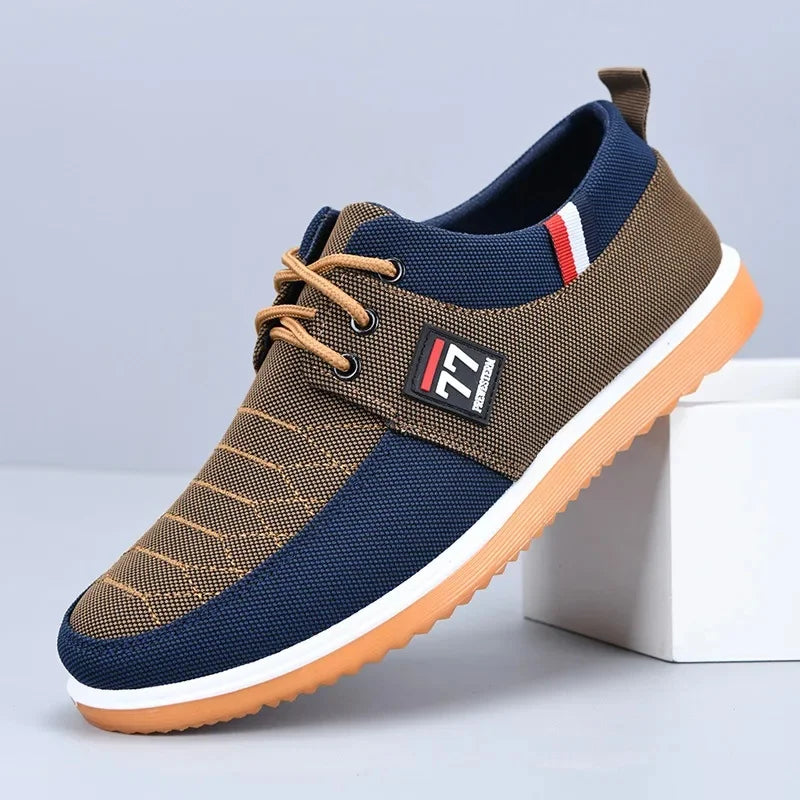 Lace-Up Round Toe Non-Slip Men's Canvas Shoes