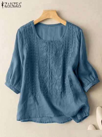Vintage Lace Crochet Casual Embroidery Blouse