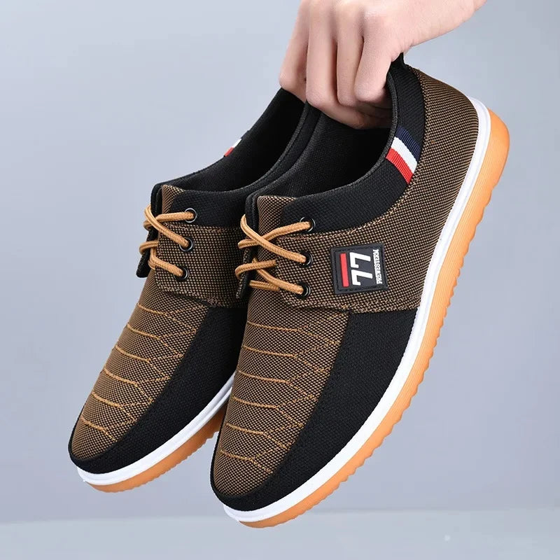 Lace-Up Round Toe Non-Slip Men's Canvas Shoes
