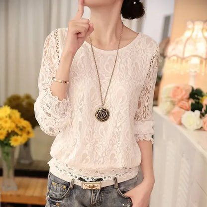 Ladies Floral Round Neck Long Sleeve Blouse
