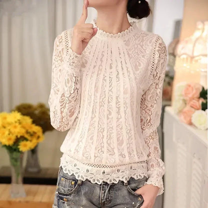 Ladies Floral Round Neck Long Sleeve Blouse
