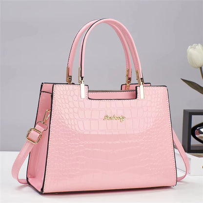 Ladies Leather Croc Shoulder Bag