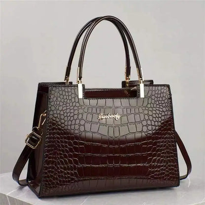 Ladies Leather Croc Shoulder Bag