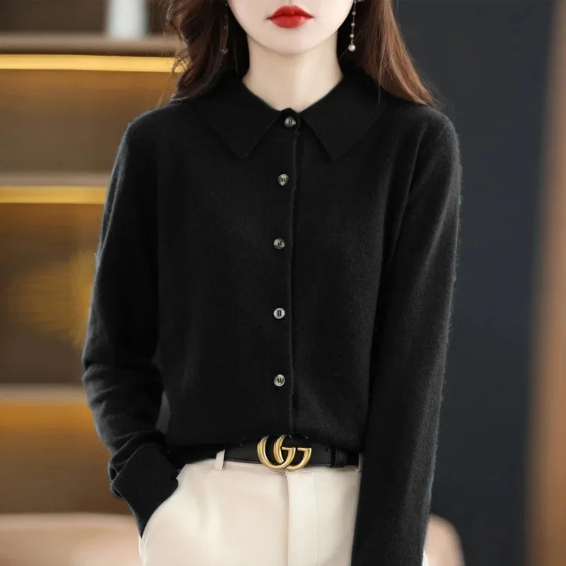 LongSleeve LooseFit Knitted Women's Collar Sweater