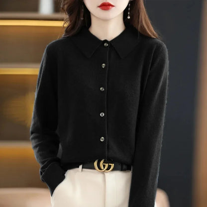 LongSleeve LooseFit Knitted Women's Collar Sweater