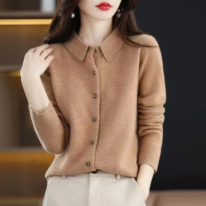 LongSleeve LooseFit Knitted Women's Collar Sweater