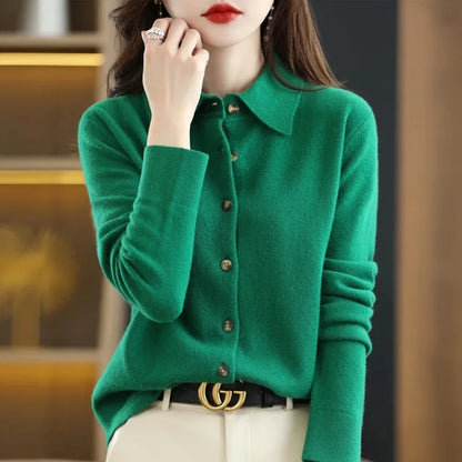 Long Sleeve LooseFit Knitted Women's Collar Sweater