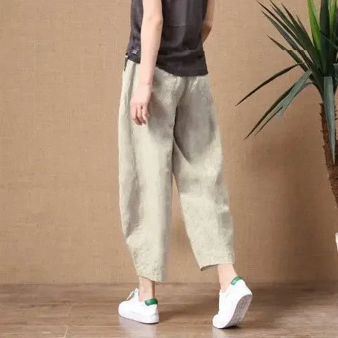 Loose Cotton Linen Harem Pants for Summer
