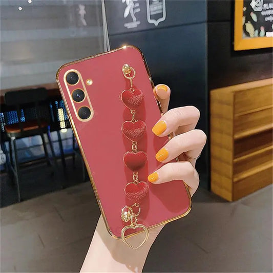 Love Heart Bracelet Plating Phone Holder Case