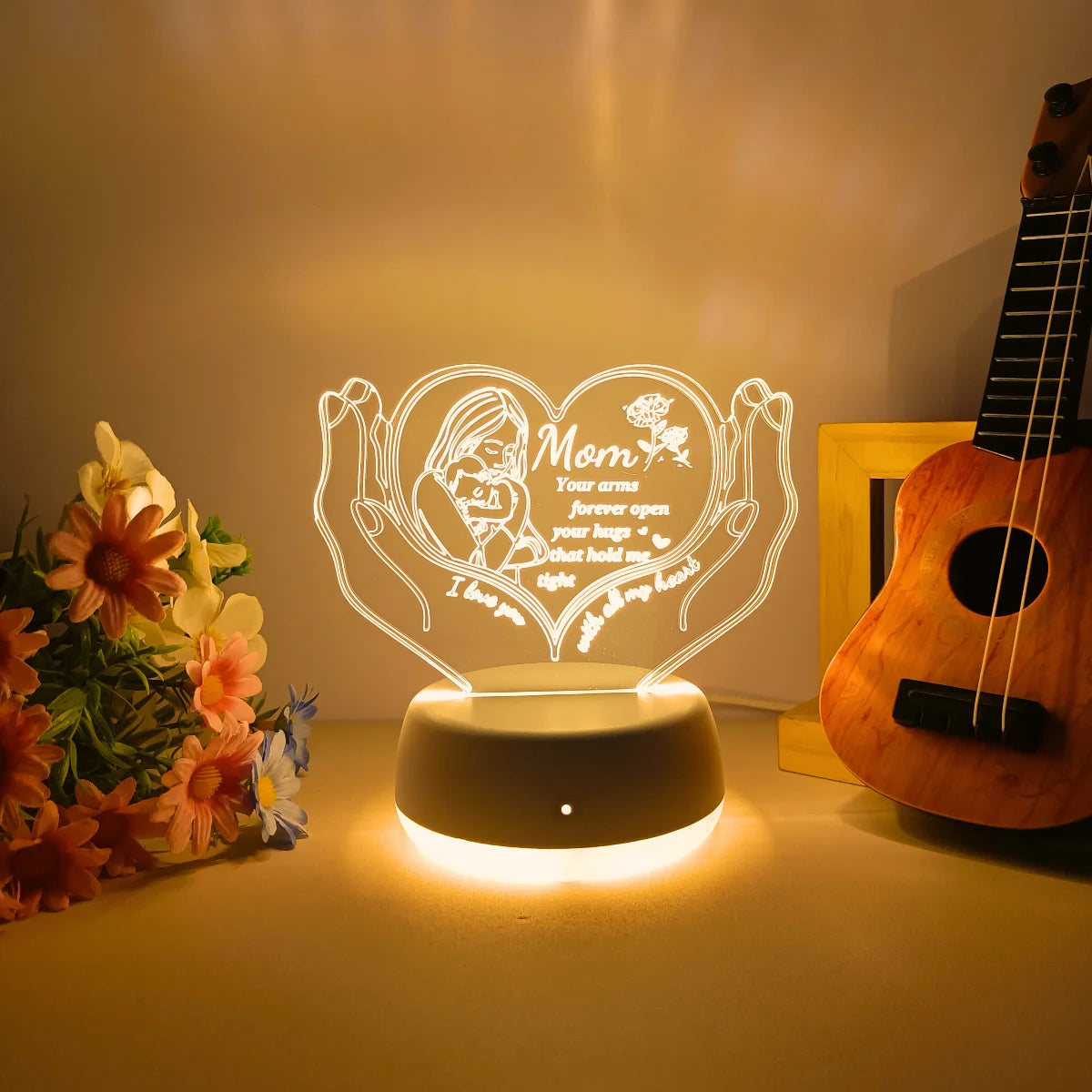 Love Monochrome Bedroom 3D Illusion LED Lamp
