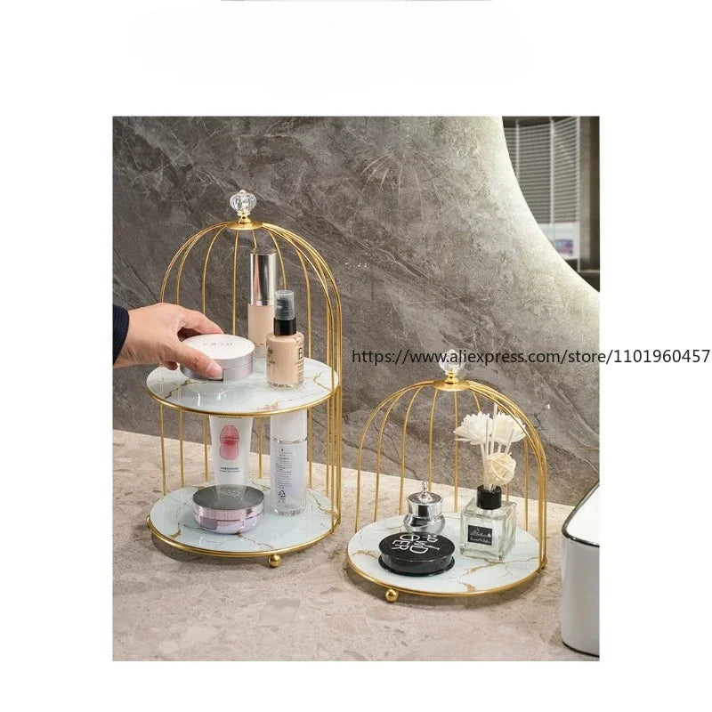 Marbled Metal Storage Tray for Modern Decor