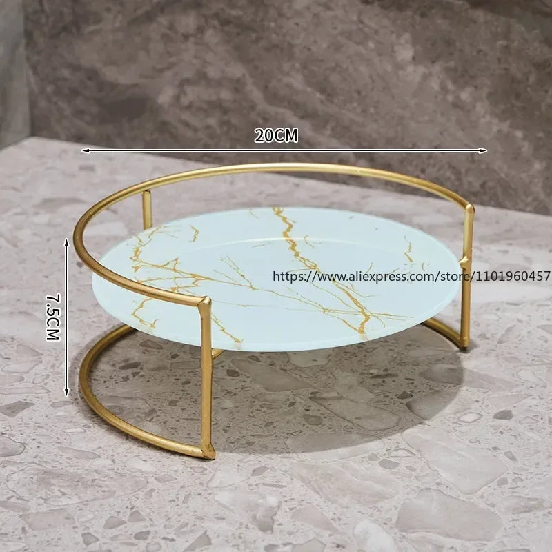 Marbled Metal Storage Tray for Modern Decor