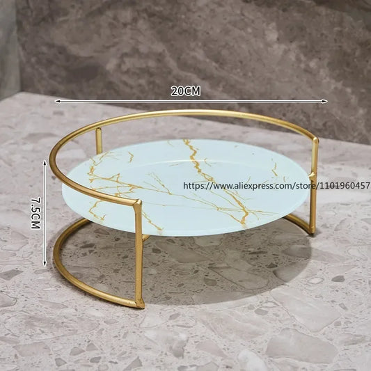 Marbled Metal Storage Tray for Modern Decor