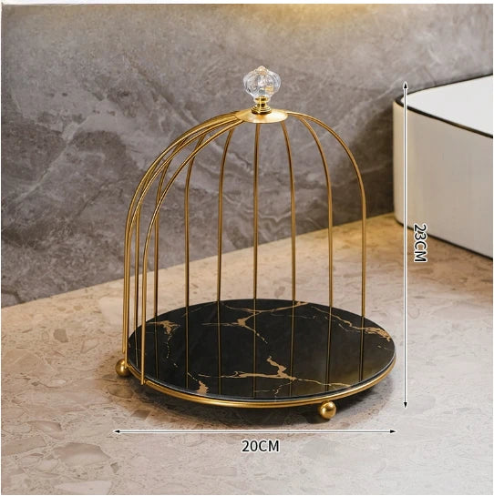 Marbled Metal Storage Tray for Modern Decor