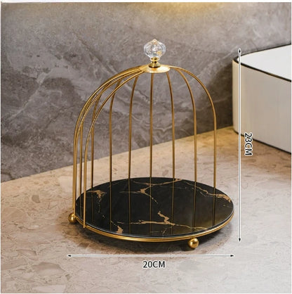 Marbled Metal Storage Tray for Modern Decor