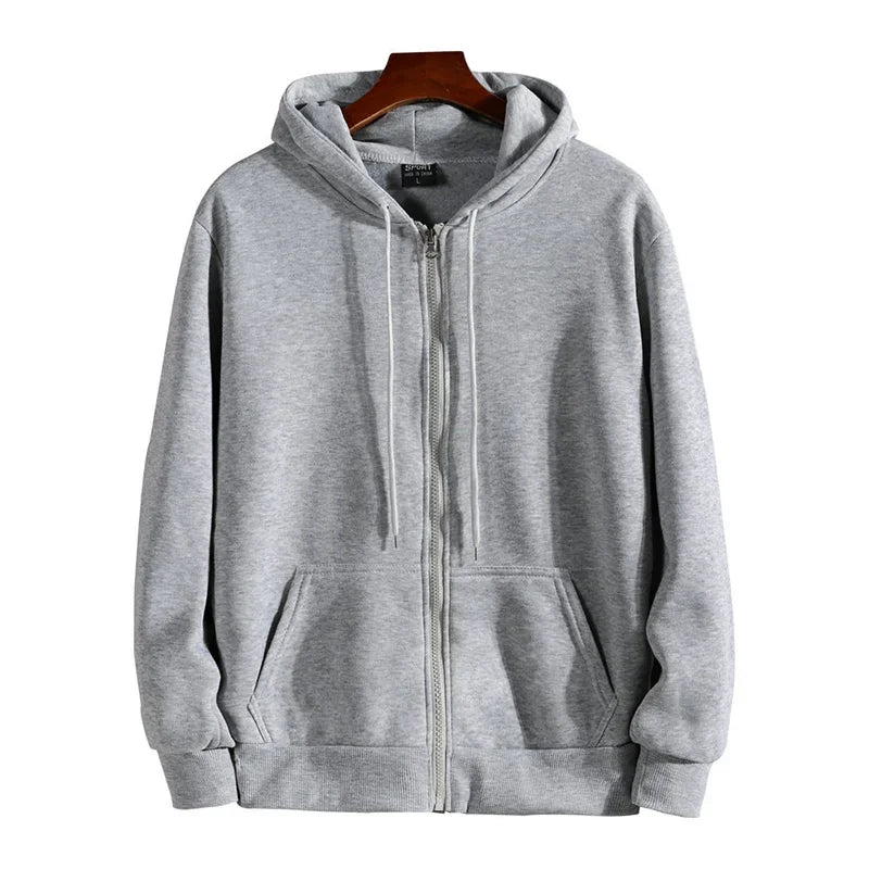 Men's Long Sleeve Loose Fit Zipper Hoodie