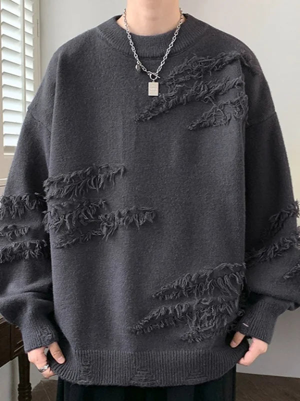 Men's Long Sleeve Round Neck Fleece Knitted Sweaters