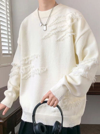 Men's Long Sleeve Round Neck Fleece Knitted Sweaters