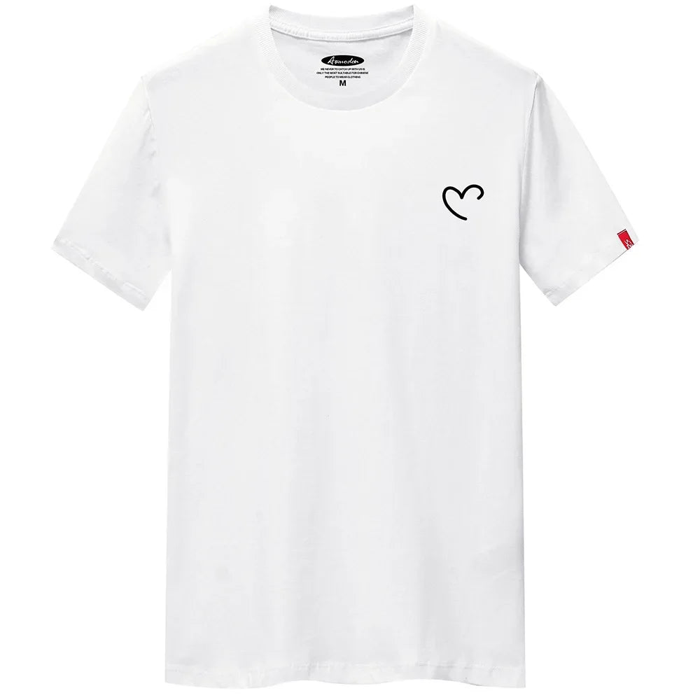 Men's Love Heart O-Neck Short Sleeve T-Shirt