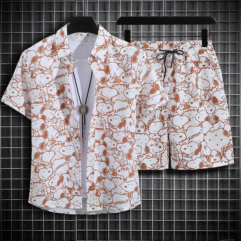 Men Short-Sleeved Floral Tracksuit