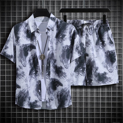 Men Short-Sleeved Floral Tracksuit
