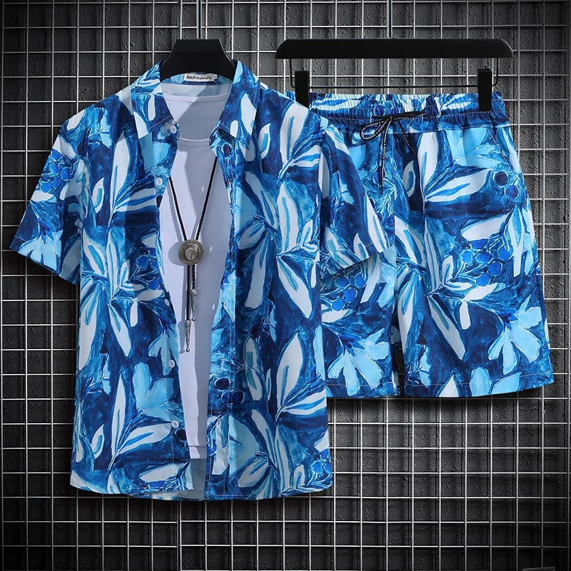 Men Shortsleeve Floral Tracksuit