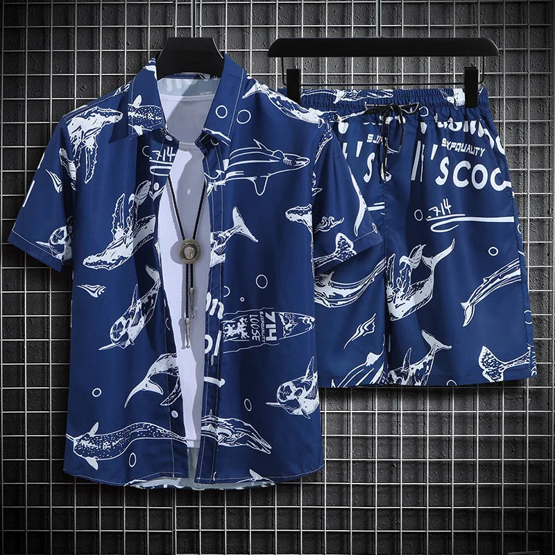 Men Shortsleeve Floral Tracksuit