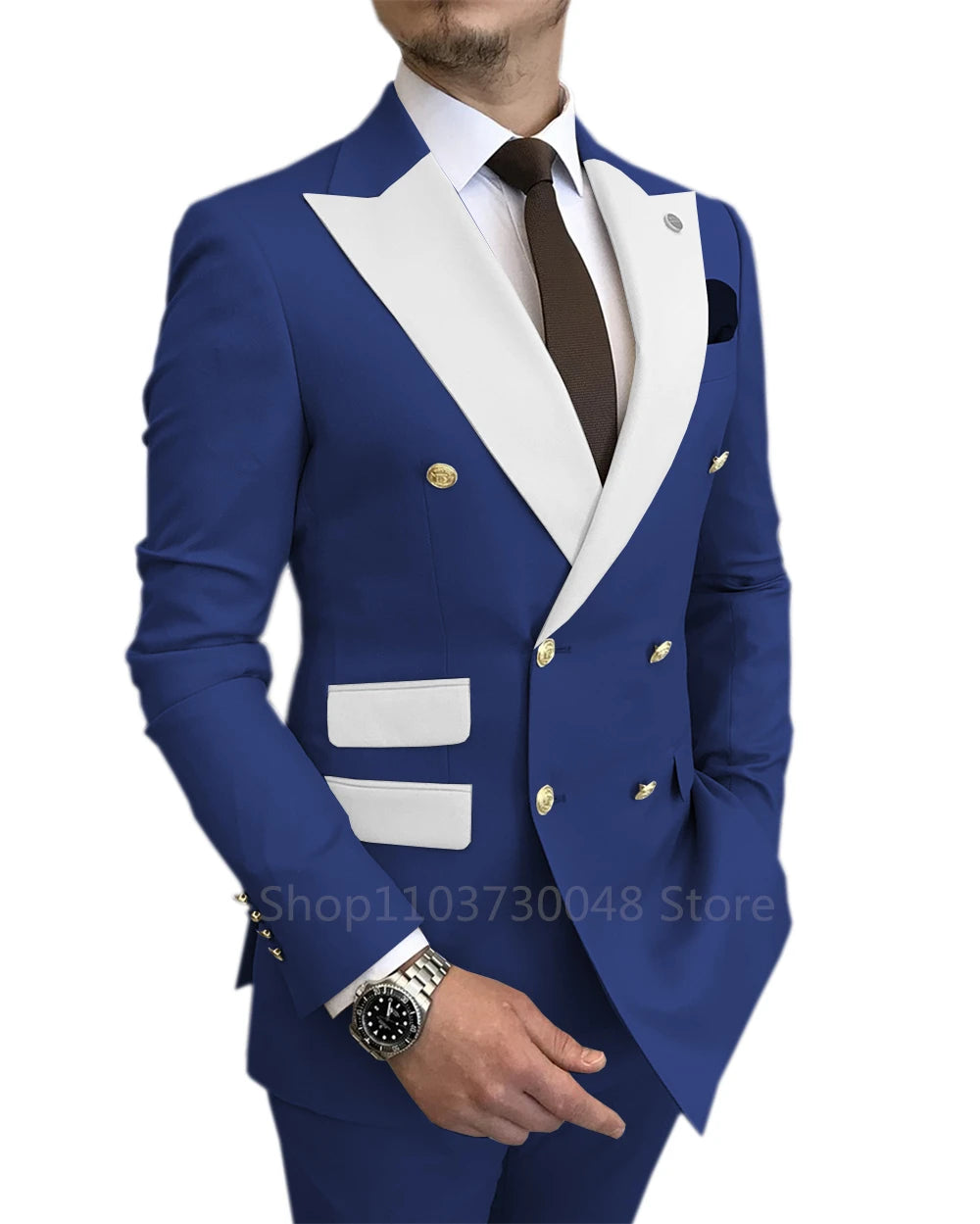 Men's Slim Fit Wedding Peak Lapel Blazer Pant Suit