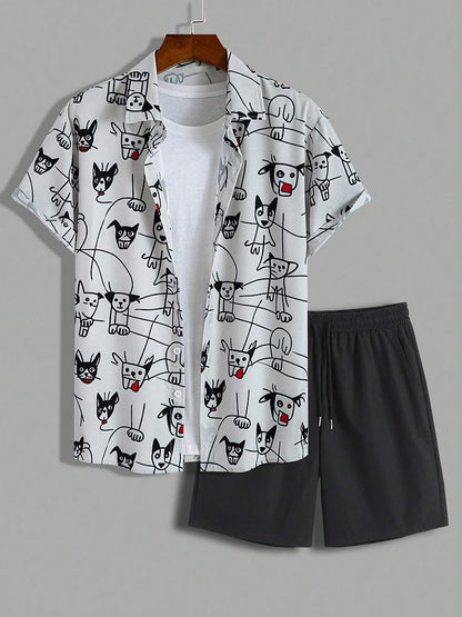 Men's 3d Print Short Sleeve Summer Tracksuit