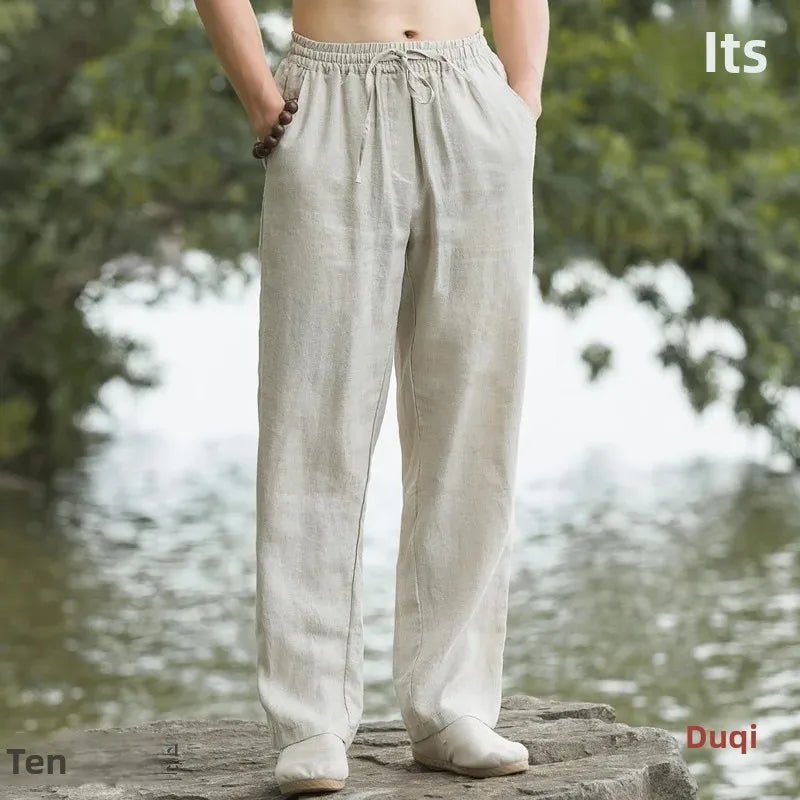 Men's Breathable Slim-Fit Cotton Linen Pants