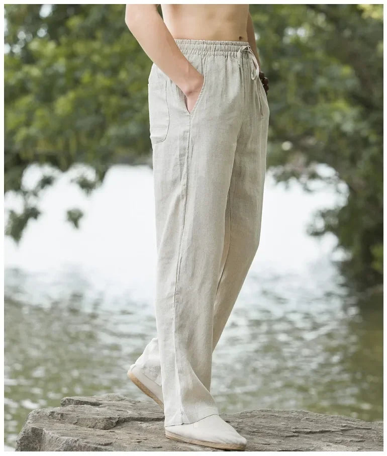 Men's Breathable Slim-Fit Cotton Linen Pants