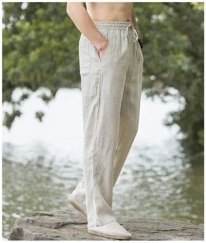 Men's Breathable Slim-Fit Cotton Linen Pants