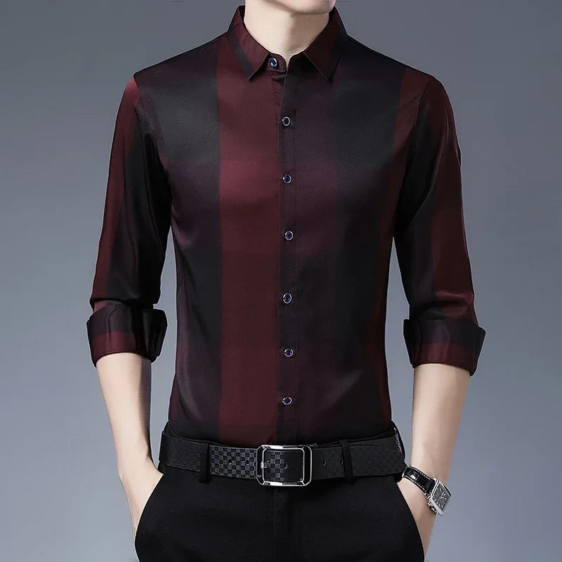 Men's Casual Printed Long Sleeved Fitted Polo Shirts