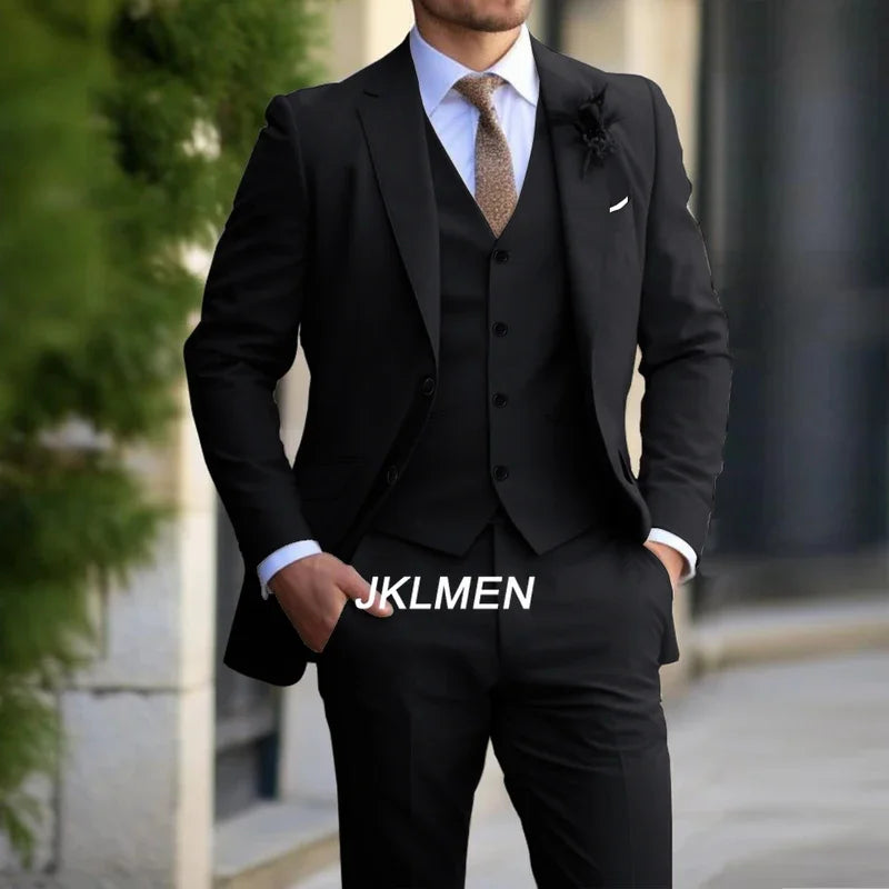 Men's Formal Business Blazer Vest Pants Groom Suit