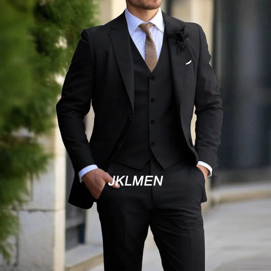 Men's Formal Business Blazer Vest Pants Groom Suit