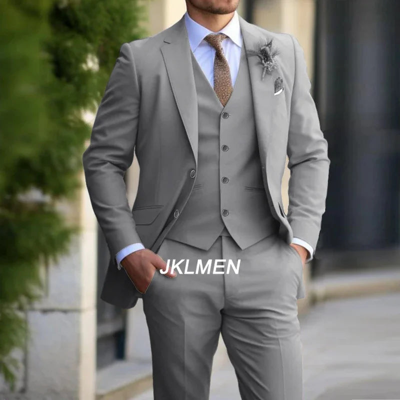 Men's Formal Business Blazer Vest Pants Groom Suit