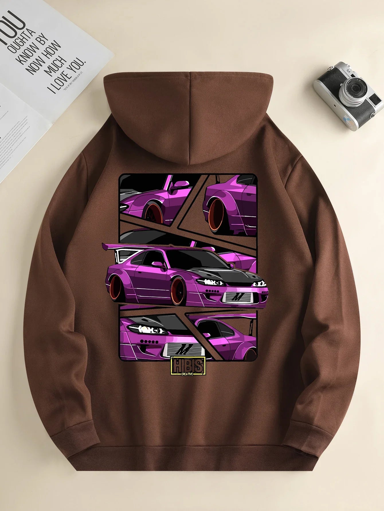 Men's Full Sleeve Drawstring Car Print Hoodies