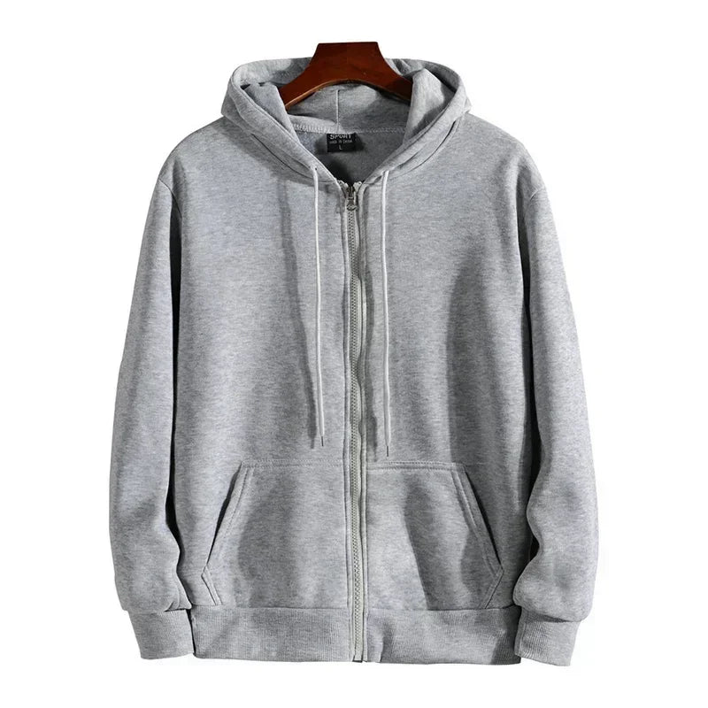Men's Long Sleeve Loose Fit Zipper Hoodie