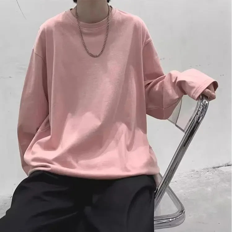 Men's Loose Round Neck Long Sleeve T-Shirt