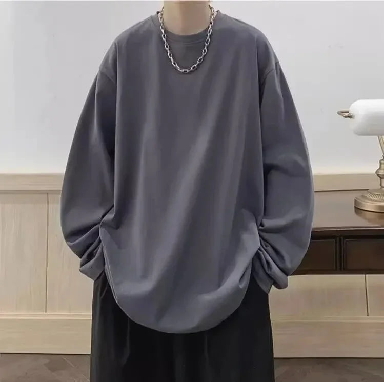 Men's Loose Round Neck Long Sleeve T-Shirt