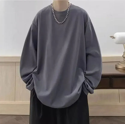 Men's Loose Round Neck Long Sleeve T-Shirt