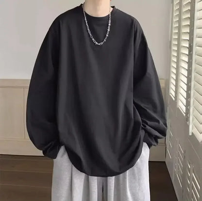 Men's Loose Round Neck Long Sleeve T-Shirt