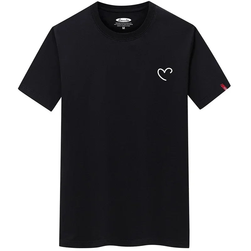 Men's Love Heart O-Neck Short Sleeve T-Shirt