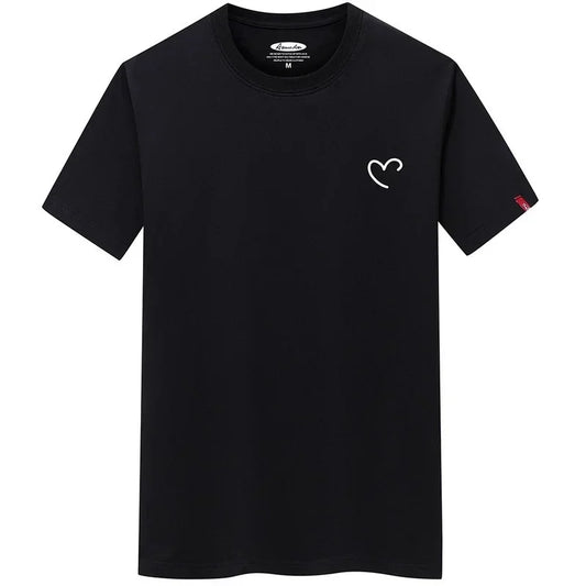 Men's Love Heart O-Neck Short Sleeve T-Shirt