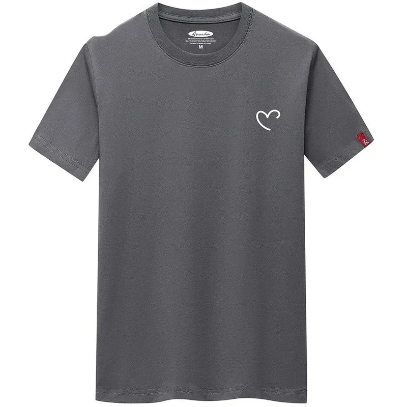 Men's Love Heart O-Neck Short Sleeve T-Shirt