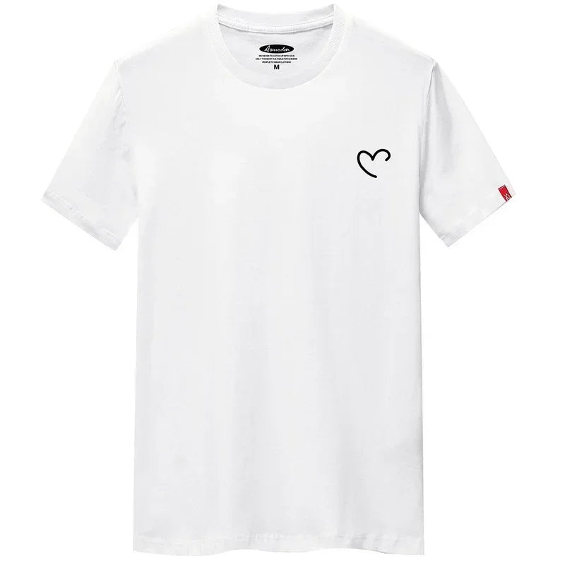 Men's Love Heart O-Neck Short Sleeve T-Shirt